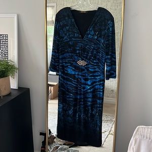 cavalli blue dress Roberto Cavalli Brown Pale Blue Print Silk Dress Sz 8 l Michael's Luxury  Consignment – Michael's Consignment NYC